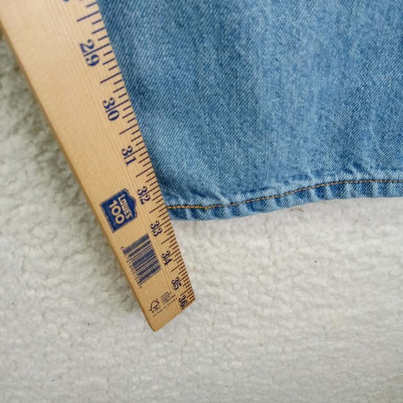 Levi‎ Strauss 505 Regular Fit Mens Jeans Blue Denim W33 L34 Stain - Picture 5 of 10